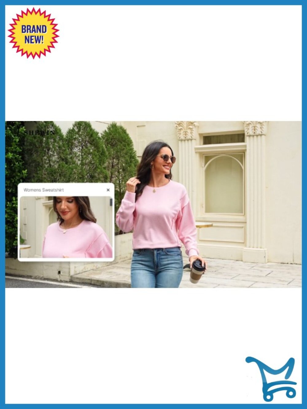 Crew Neck Sweatshirt Loose Side Split Pullover Tops Long Sleeve - Picture 6 of 6